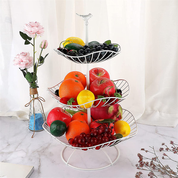Red Barrel Studio® 3Tier Fruit Basket Stand For Kitchen Counter, Decorative Iron Fruit Bowl